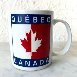 Quebec Canada Mug  Maple Leaf Red White Blue Porcelain Coffee Cup